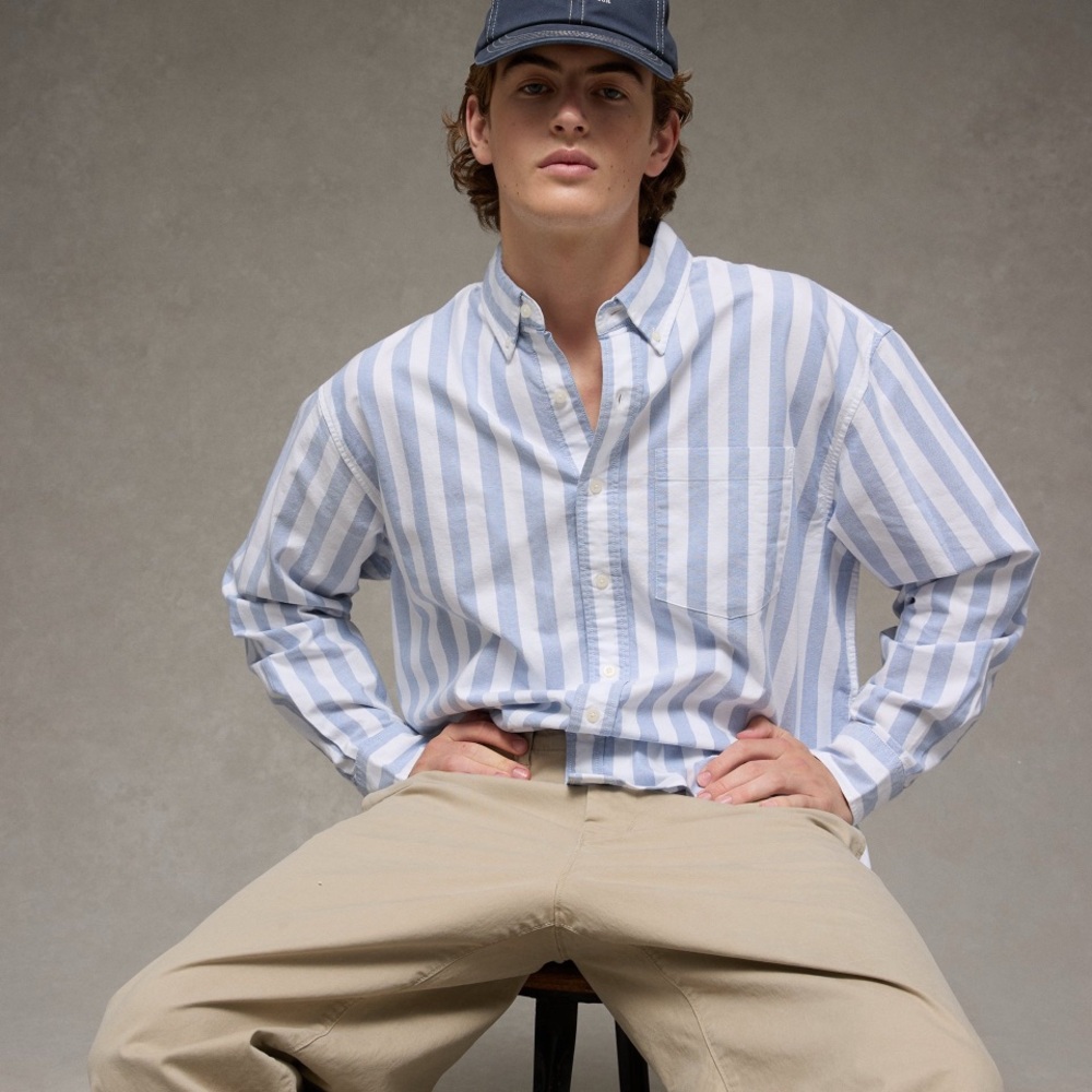 NWT American Eagle Outfitters Blue and White Striped Shirt